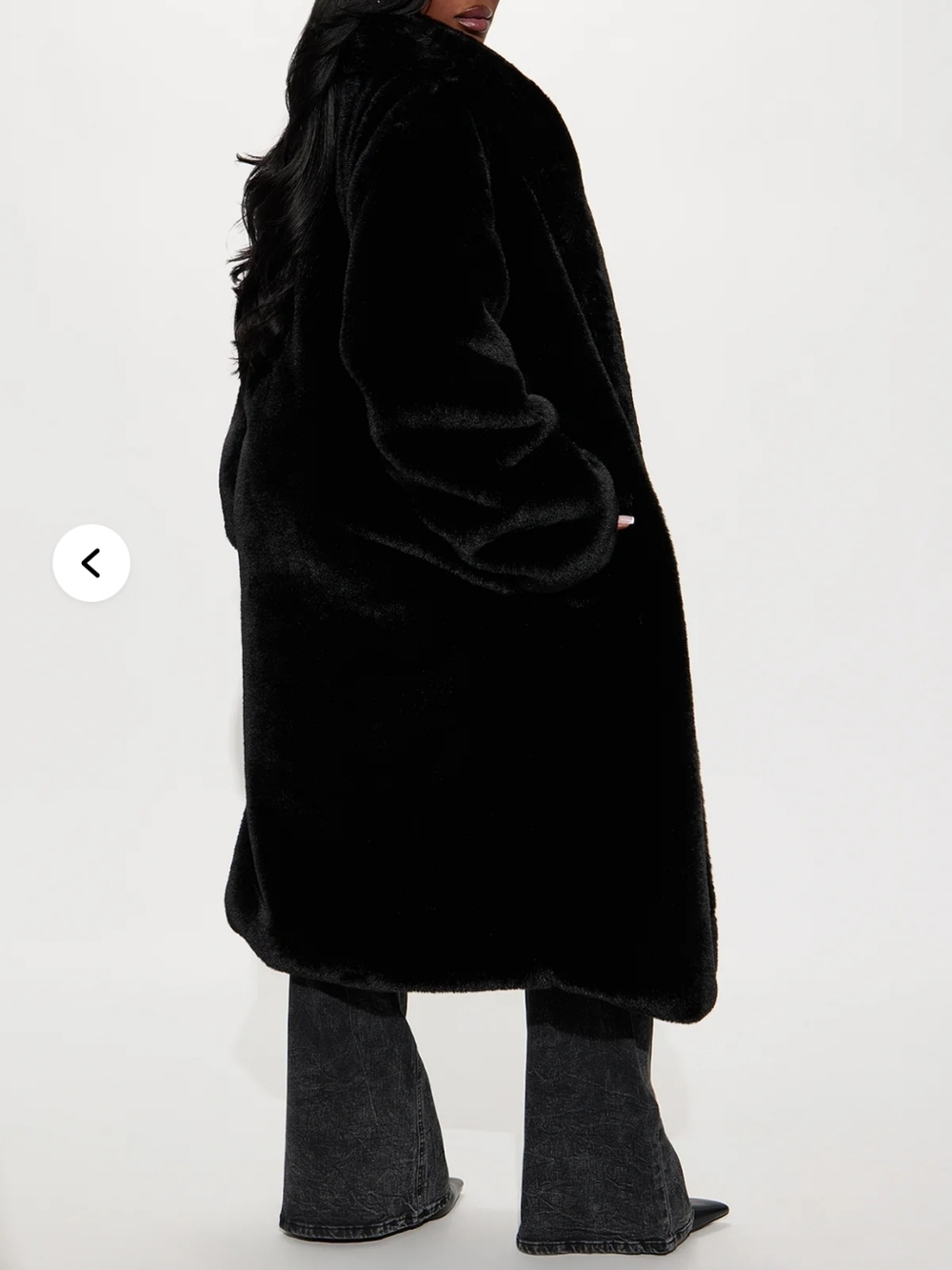 Fashion Nova Black Faux Fur Coat with Shawl Collar